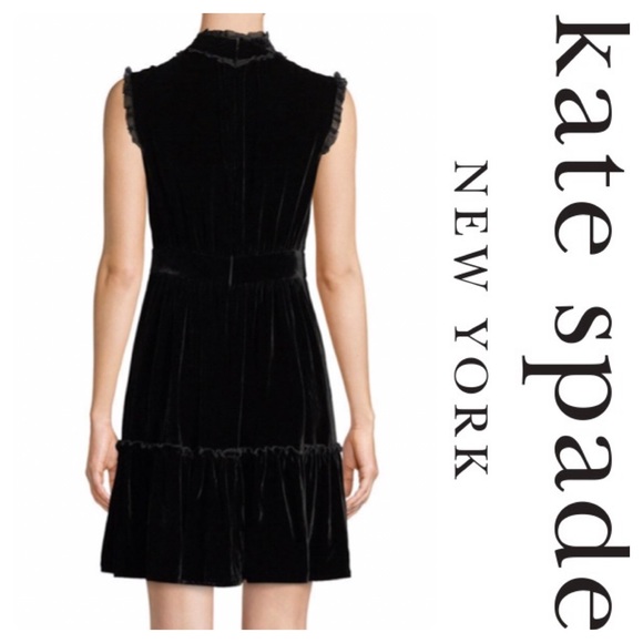 New Kate Spade Sleeveless Velvet Lace-Trim Dress - Picture 2 of 8